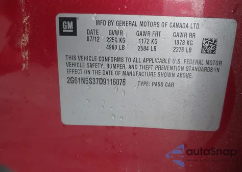 2013 Cadillac Xts Standard z USA, uszkodzony, nr VIN 2G61N5S37D9116076